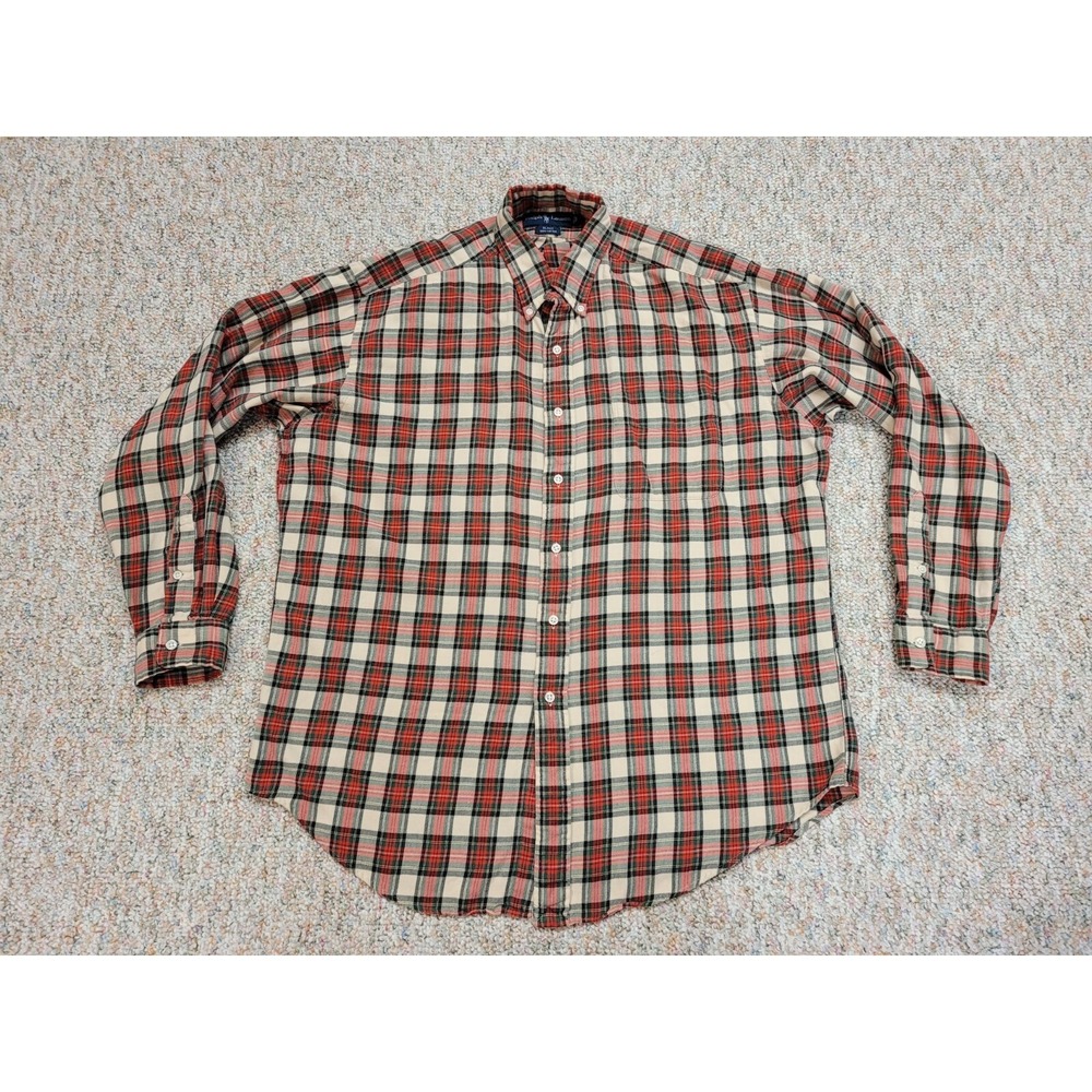 Ralph Lauren Blake Shirt Mens Large Red Plaid Button Down Cotton Long Sleeve